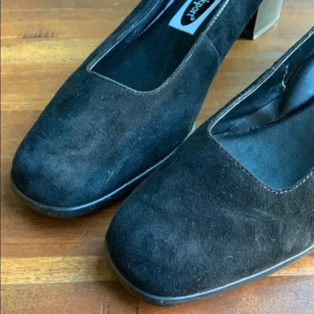 𝅺rockport Suede Leather Heels Shoes Loafers Shoes - Picture 2 of 8